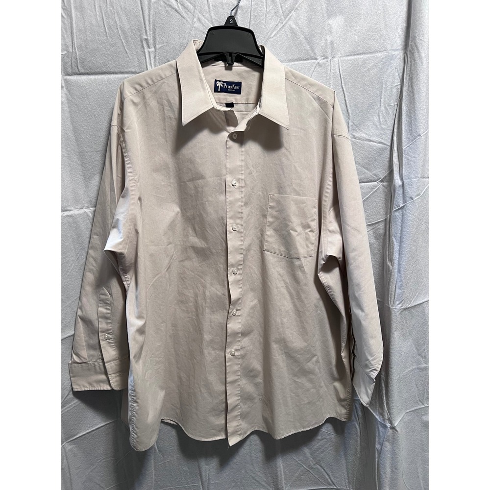 Peter Kent Miami Button Down Shirt Classic Poplin Dress Shirt Beige 18-33 Big